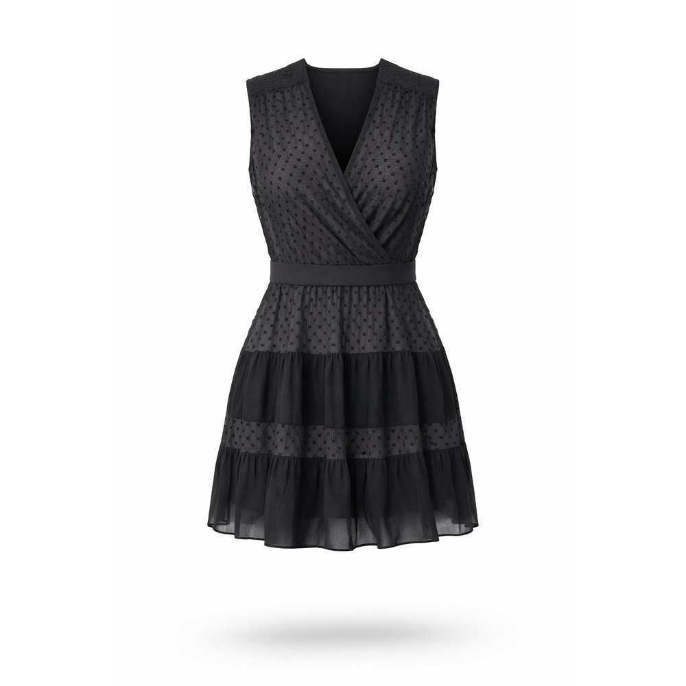 Sandro Paris Women's Small Black Swiss Dot Tiered Ruffle Dress Coquette Luxury - Picture 14 of 15